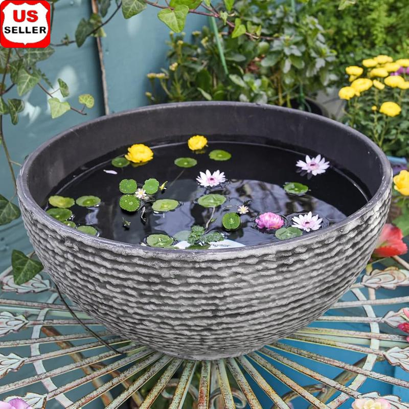 Resin Outdoor Low Bowl Planter Bird Bath Hydroponics Fountain Base Garden Decor