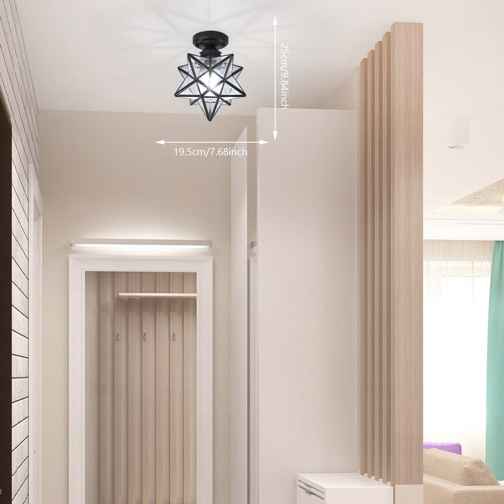Ceiling Mount Moravian Star Light Flush Mount Ceiling Light W/ Transparent Glass