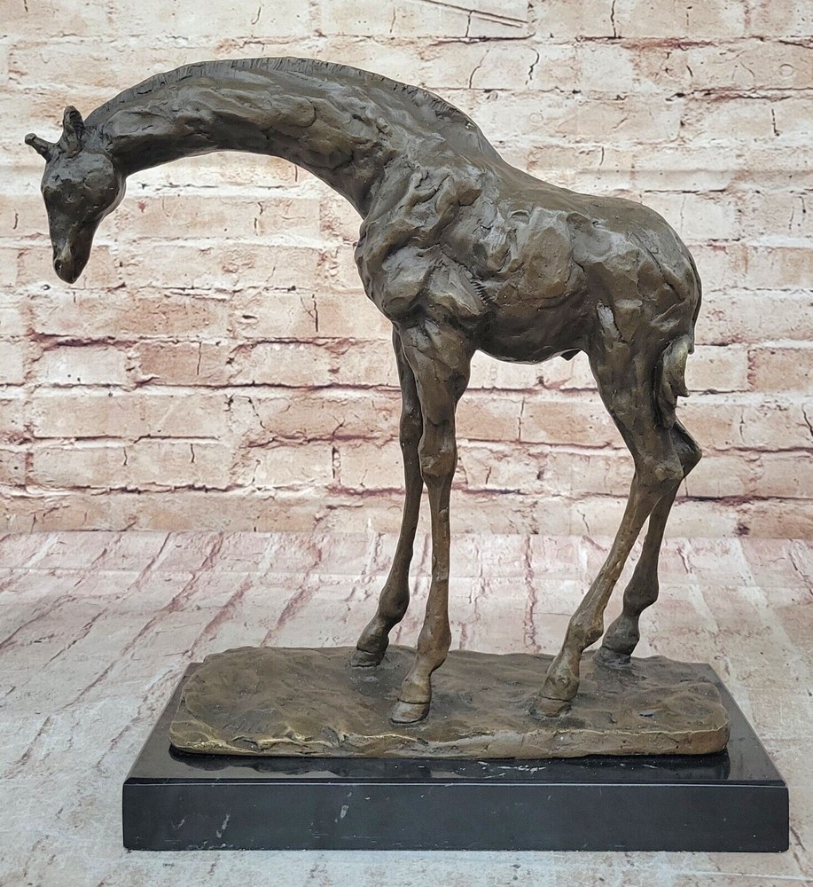 Graceful Bronze Giraffe Sculpture by Milo Hot Cast Wildlife Art