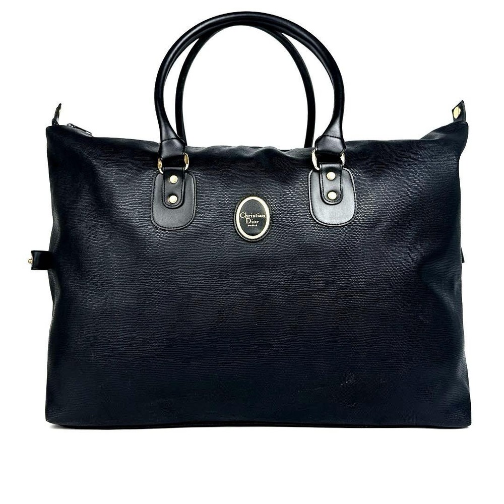 Dior Boston Bag Black Leather Gold Hardware Travel Handbag New  