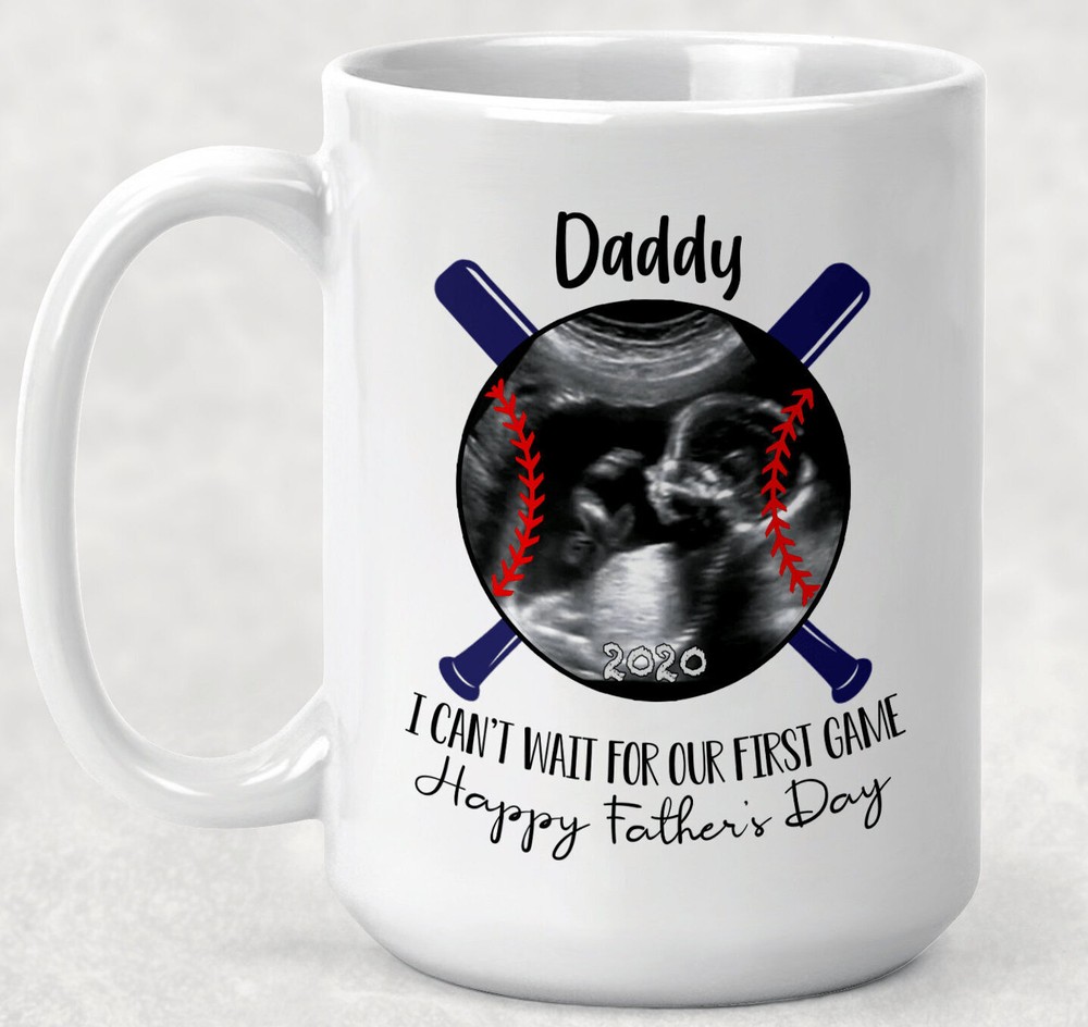 Fathers Day Gift Ultrasound Mug Baseball Sports Mug Expecting Grandparent Dad-image