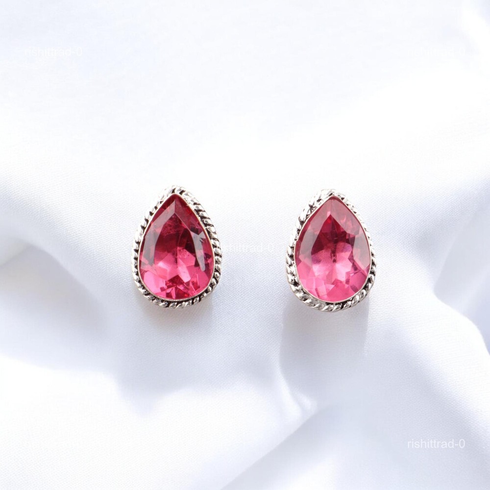 Cyber Monday Deal 925 Silver Pink Tourmaline Stone Dads Gift Classic Cufflinks-image