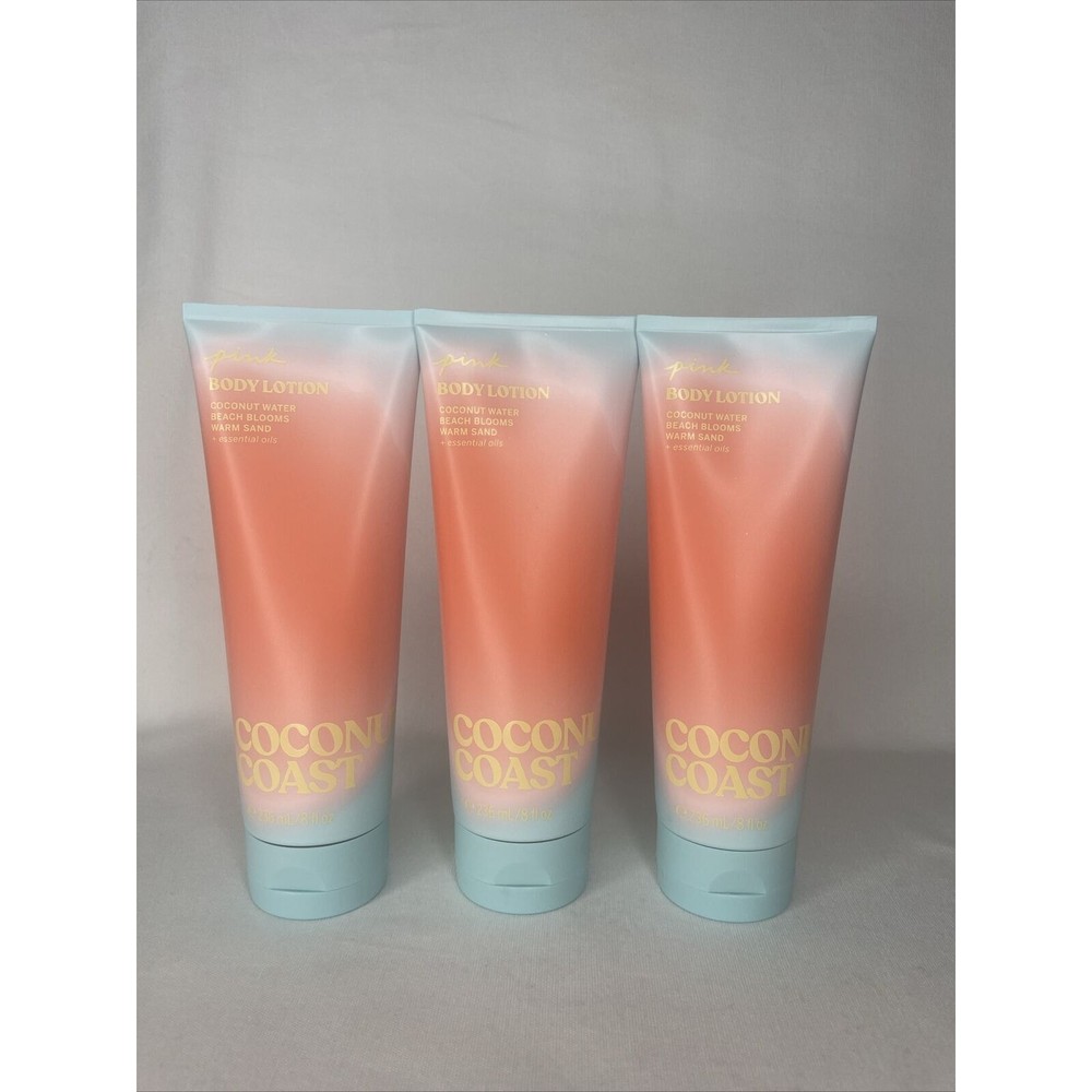 VICTORIA’S SECRET PINK COCONUT COAST FRAGRANCE BODY LOTION CREAM 8 oz Set Of 3