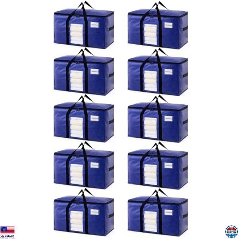 10 Pack Extra Large Dark Blue Heavy Duty Moving Bags with Handles