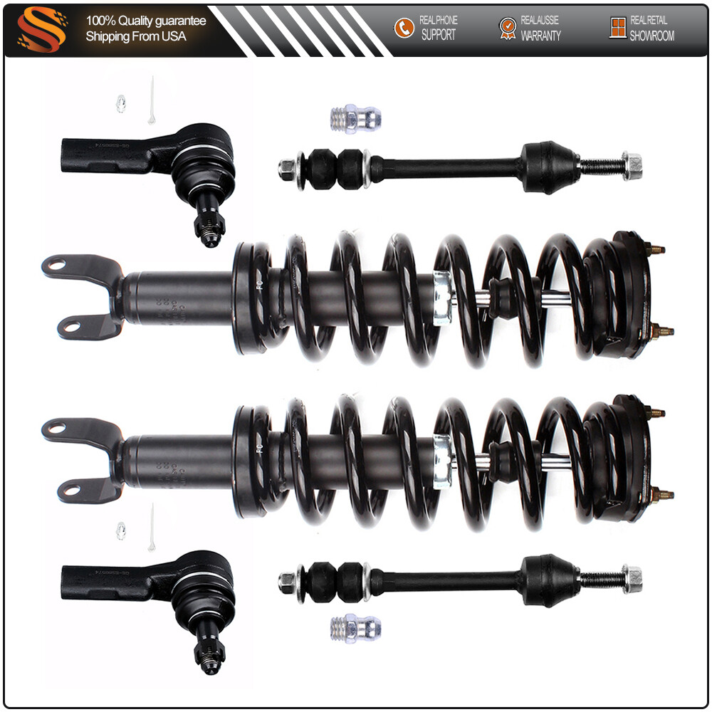 2009-2012 Dodge Ram 1500 4WD 5-Lug Front Struts Sway Bars Outer Tie Rod End Kit