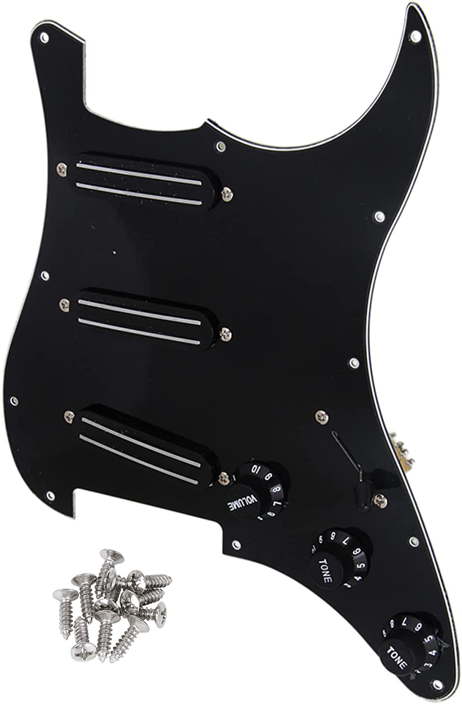Black Dual Rail Pickups Prewired Pickguard for Electric Guitar