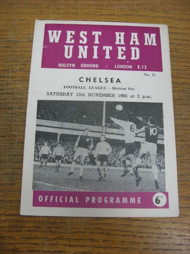 13/11/1965 West Ham United v Chelsea [Programme Voucher No.43] (team changes, li-image