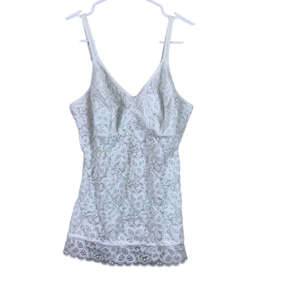 Bali Lace & Smooth Shaping Cami Coquette Babydoll in White Size Large