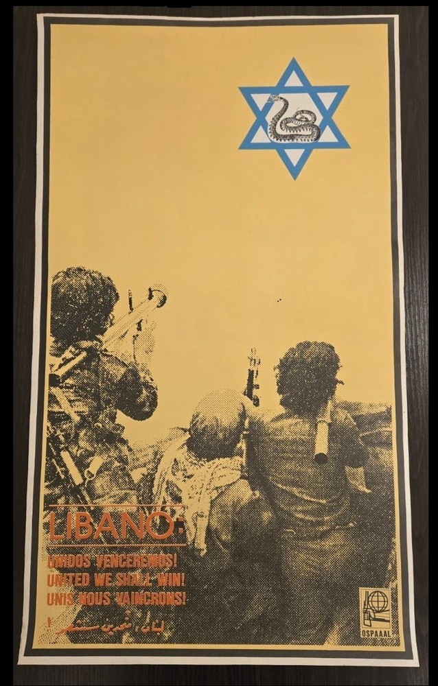 ORIGINAL OSPAAAL Cuban Political Poster; SOLIDARITY WITH LEBANON. 1980
