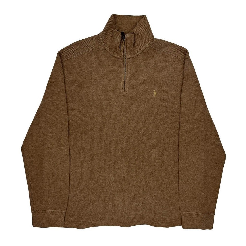 Polo By Ralph Lauren 1/4 Zip - Large Brown Cotton