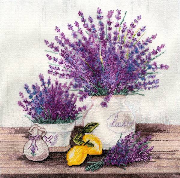 Cross stitch kit - Aroma of Provence 32x32cm White Aida 14ct needlepoint kit