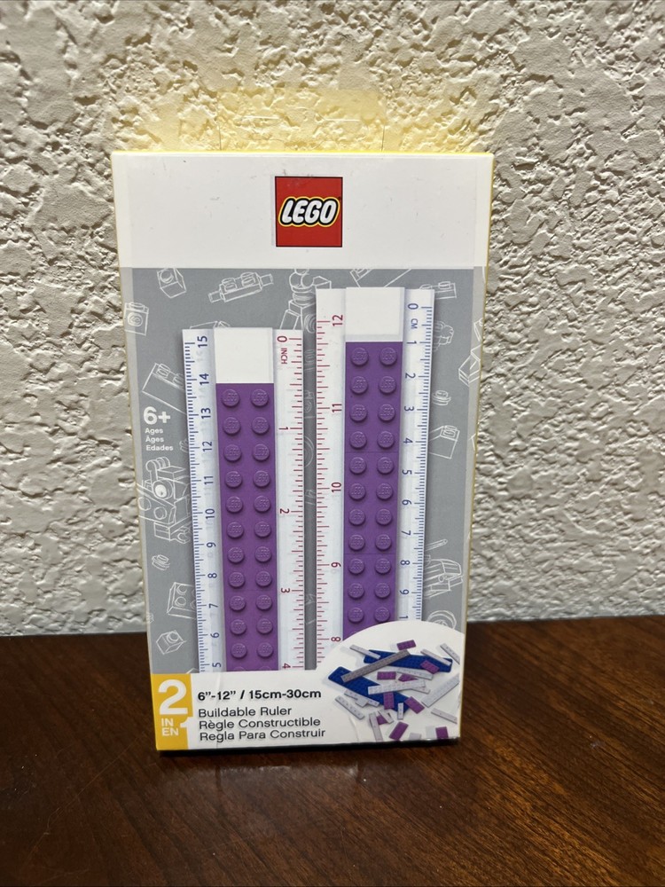 LEGO 2 In 1 Buildable 12” Ruler Customizable Exclusive Rate Stationary Purple