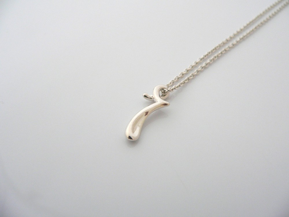 Tiffany & Co Silver Peretti Alphabet R Medium Necklace Pendant Charm Chain Gift
