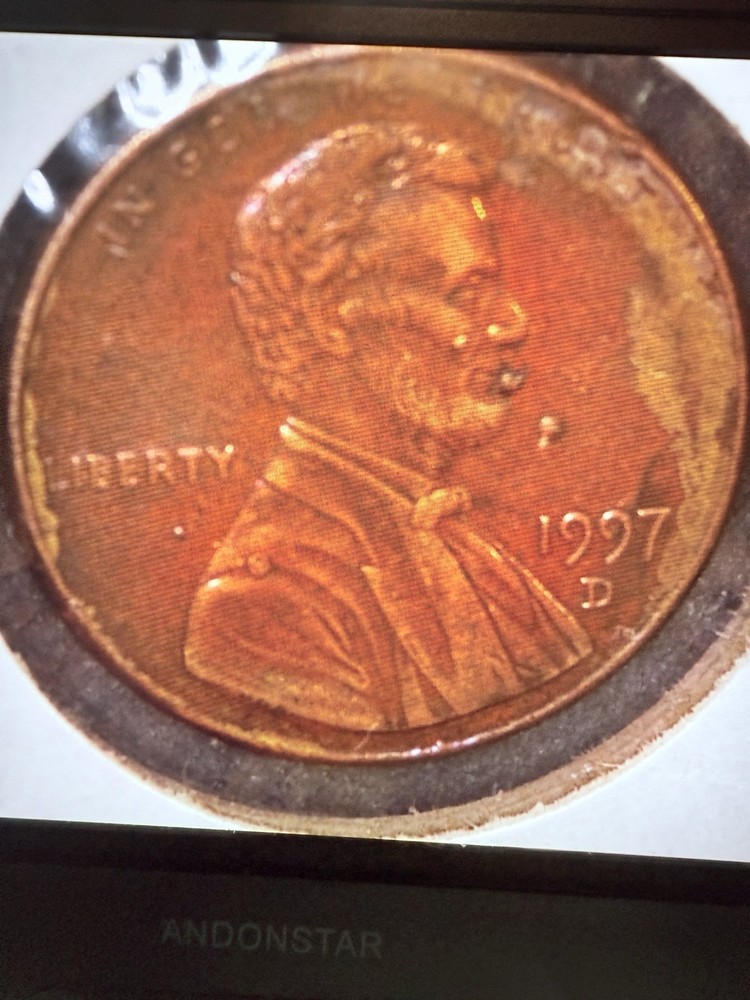 1997-D Error Lincoln Cent with Bubbles on Obverse and Reverse