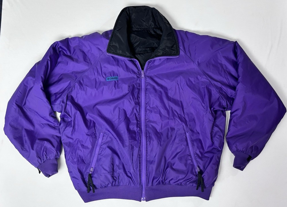 Columbia Mens XL Reversible Purple Black Thinsulate Insulated Jacket Vintage