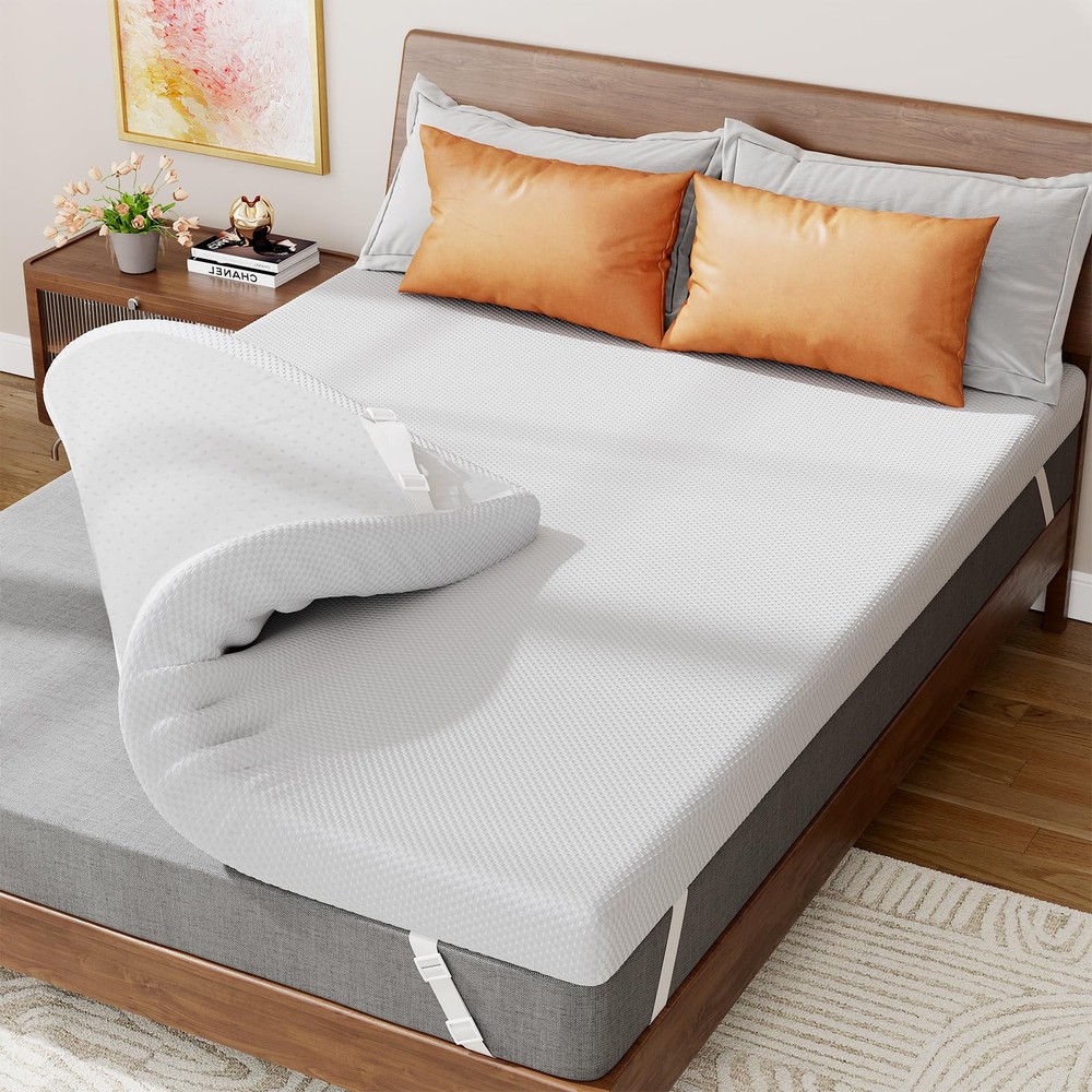 3 Inch Gel Memory Foam Mattress Topper Queen, Cooling Mattress Topper, Body S...