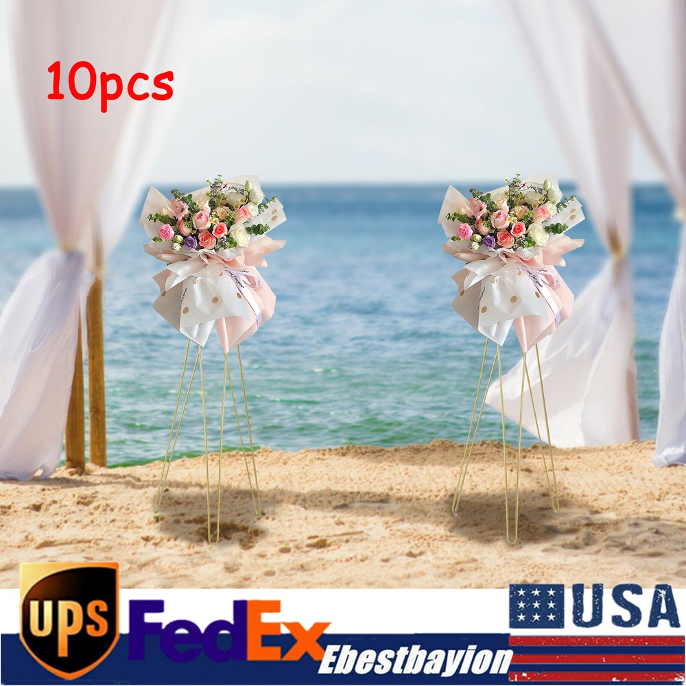 10 Pcs 3.4ft Wedding Ceremony Flower Stand Party Gold Flower Display Frame Rack