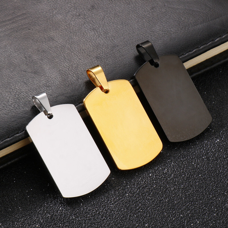 Stainless steel square polished titanium pendant necklace for men and women