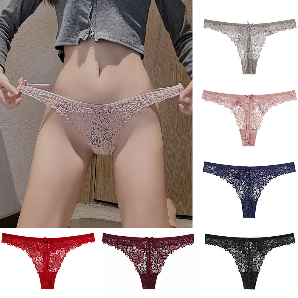 Womens Panties Lingerie Underpants Briefs G-String Mesh T-back Sexy Lace Thongs