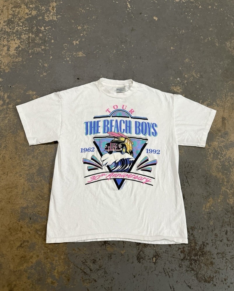 Vintage 1992 Single Stitch White The Beach Boys 30th Anniversary Tour Shirt Size XL