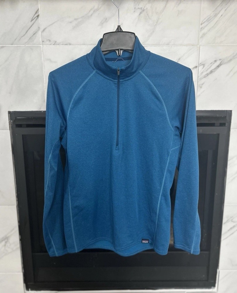Patagonia Shirt Men Small Blue Capilene Midweight Baselayer 1/2 Zip