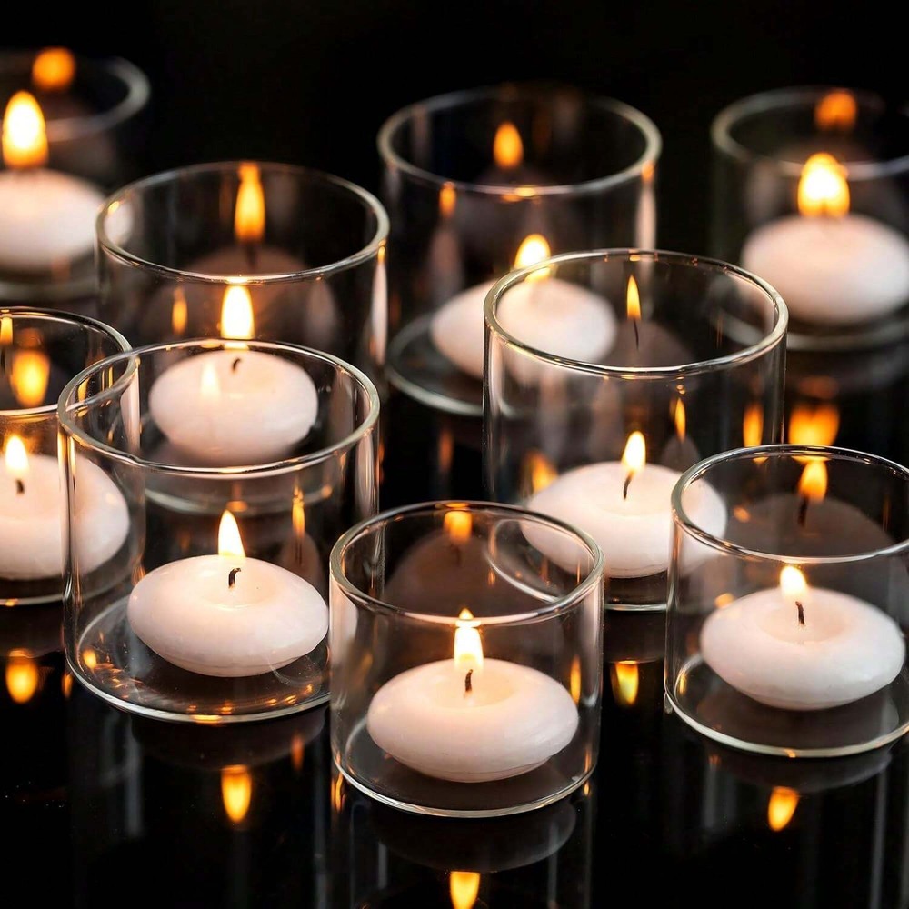 12/24pcs Clear Glass Votive Tealight Holders for Wedding Party Decor