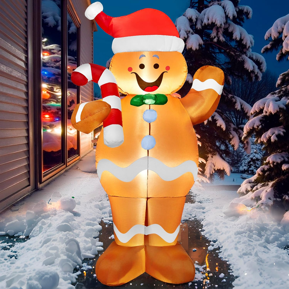 5 FT Christmas Inflatable Outdoor Decorations, Christmas Blow Ups Gingerbread Ma