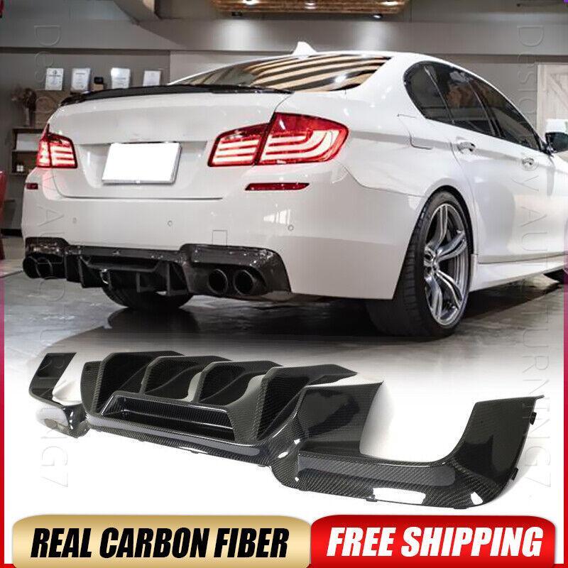 REAL CARBON Rear Bumper Diffuser Lip Spoiler For BMW 5 Series F10 M5 Base 12-17