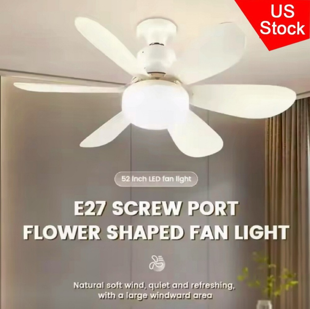 US 20.5in Light Bulb Fan with Remote Dimmable, Screw in Fan for Kitchen Bedroom