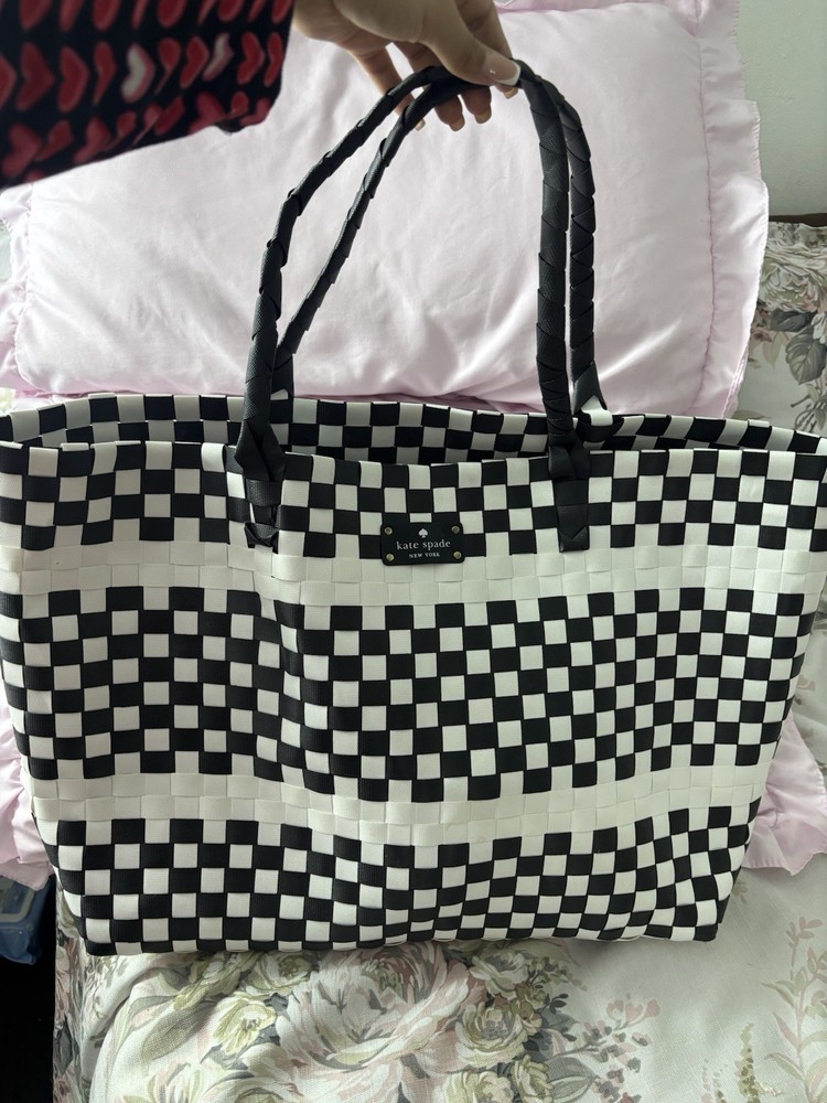 Kate Spade New York Checkerboard Tote Bag Black/White, Large