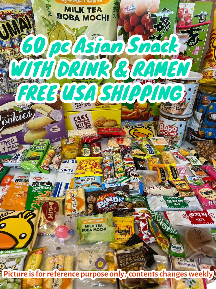 60 Pieces With Drink & Ramen Mix Variety Asian Snack Box Japanese Korean Taiwan