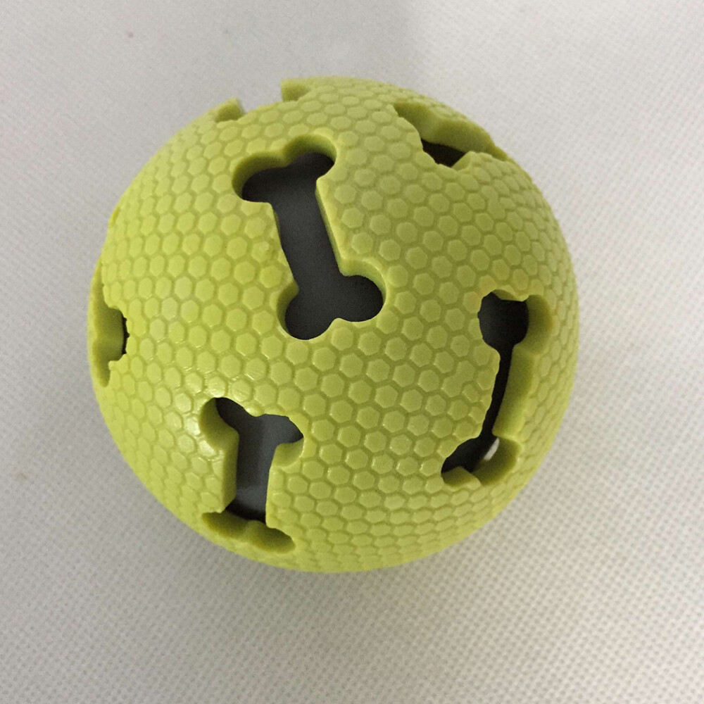 Pet Dog Molar Toy with Squeaker Green Bone Pattern Chew Ball