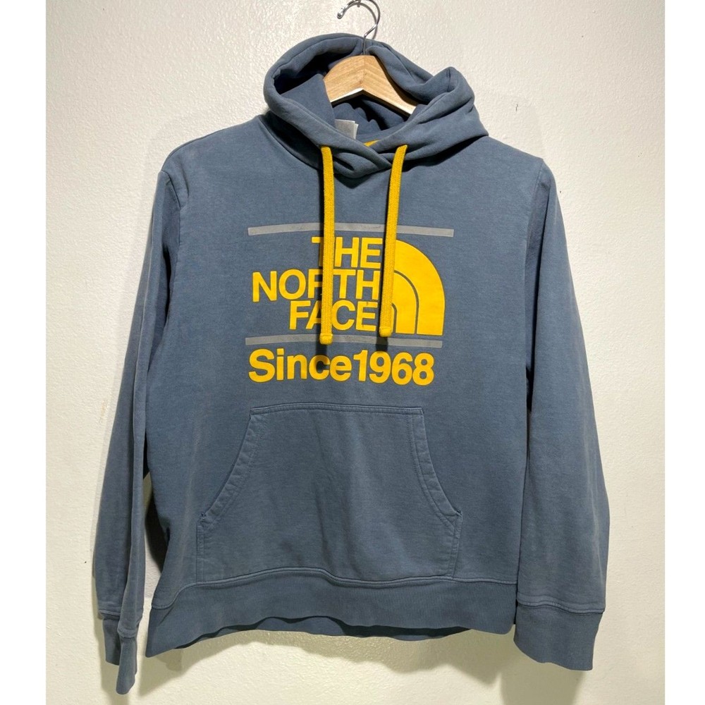 The North Face Yellow Graphic Logo Hoodie for Men in Gray