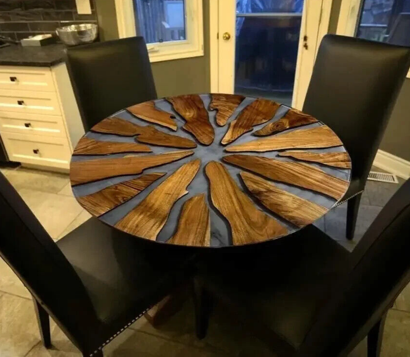 Epoxy Resin Round Coffee Table Top Natural Wood Cyber Monday Sale  -image