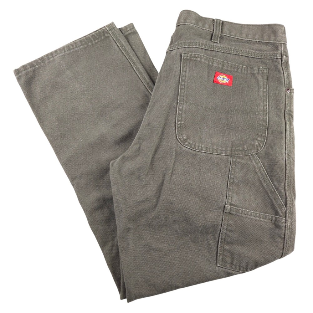 Dickies Canvas Workwear Carpenter Pants Size 34x29 Green Skate Grunge Vintage