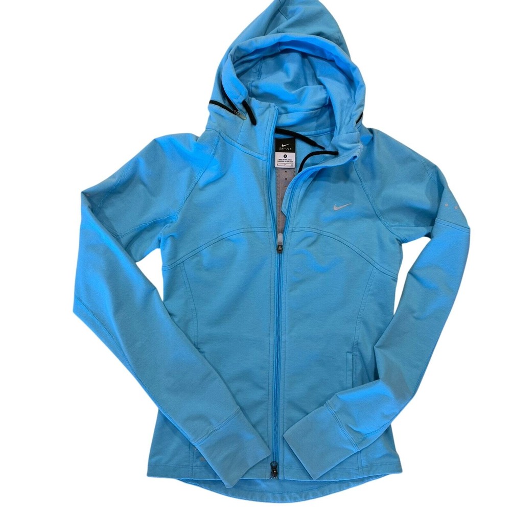 Nike Dri Fit Womens Active Hoodie Running Jacket Blue Size S