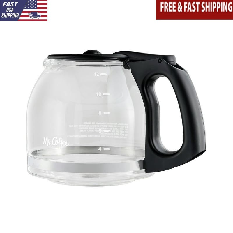 12 Cup Glass Replacement Coffee Carafe W/ Dripfree Spout Pours Removable Handle