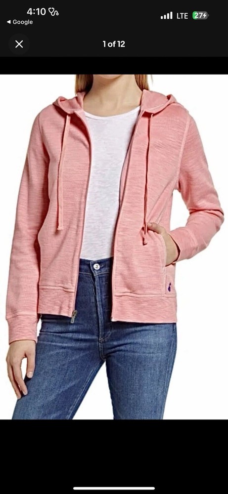 Tommy Bahama Womens Tobago Bay Full-Zip Cabana Pink Hoodie Size Small