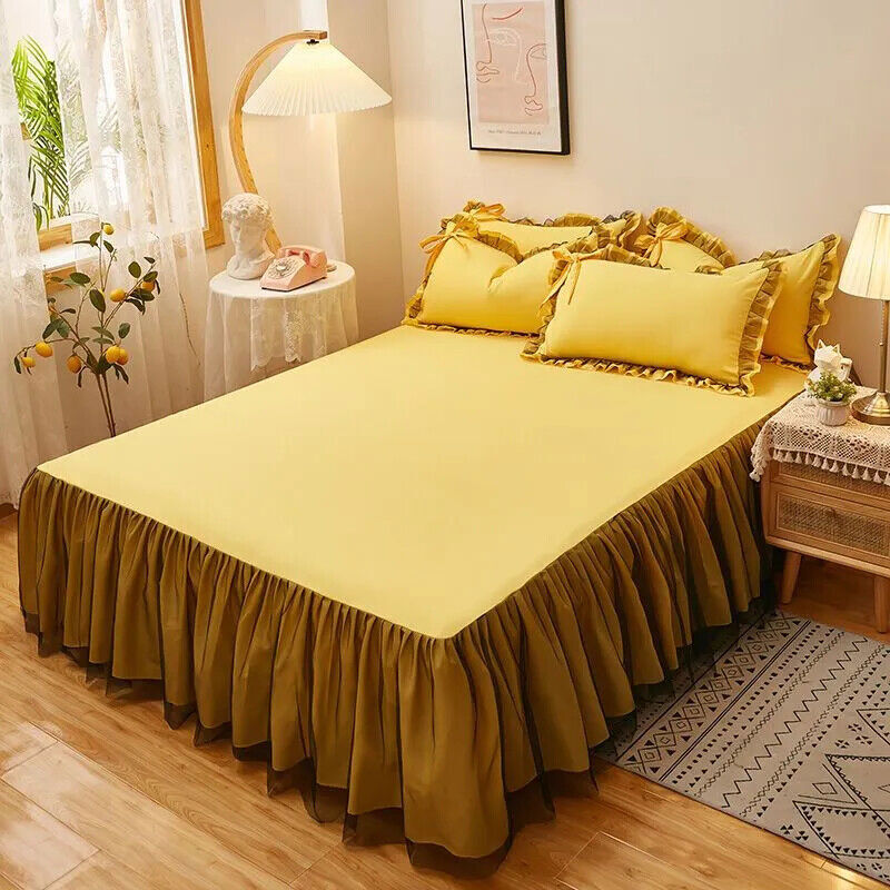Luxury Elastic Couple Bed Skirt Cotton Fitted European Mattress Cover
