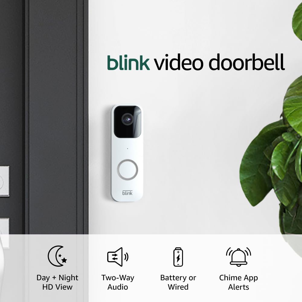 Video Doorbell (White) + Mini Camera (Black) | Two-Way Audio, HD Video, M