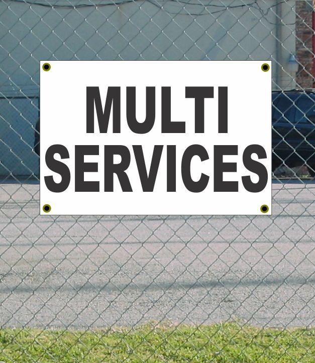 2x3 Multi Services Black & White Banner Sign with Discount & Free Shipping