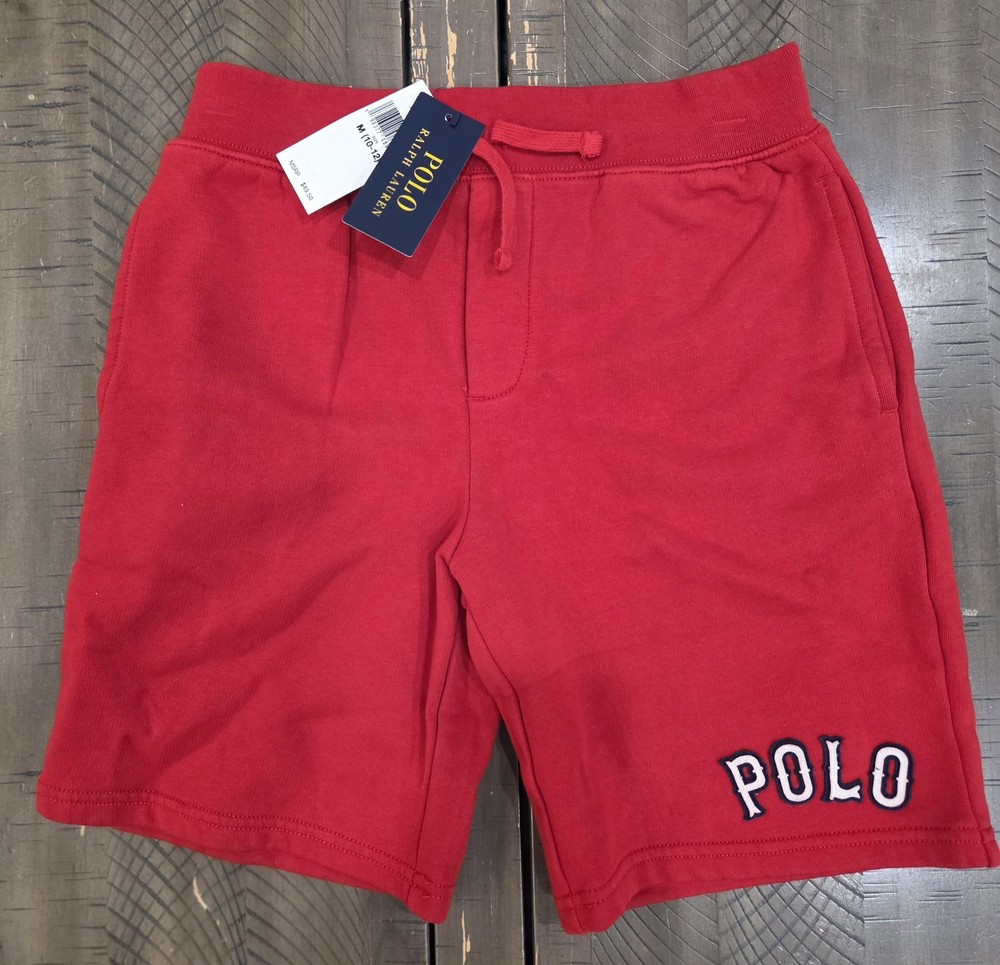 Polo Ralph Lauren Big Boys M (10 - 12) Red Terry Shorts Spell Out NWT