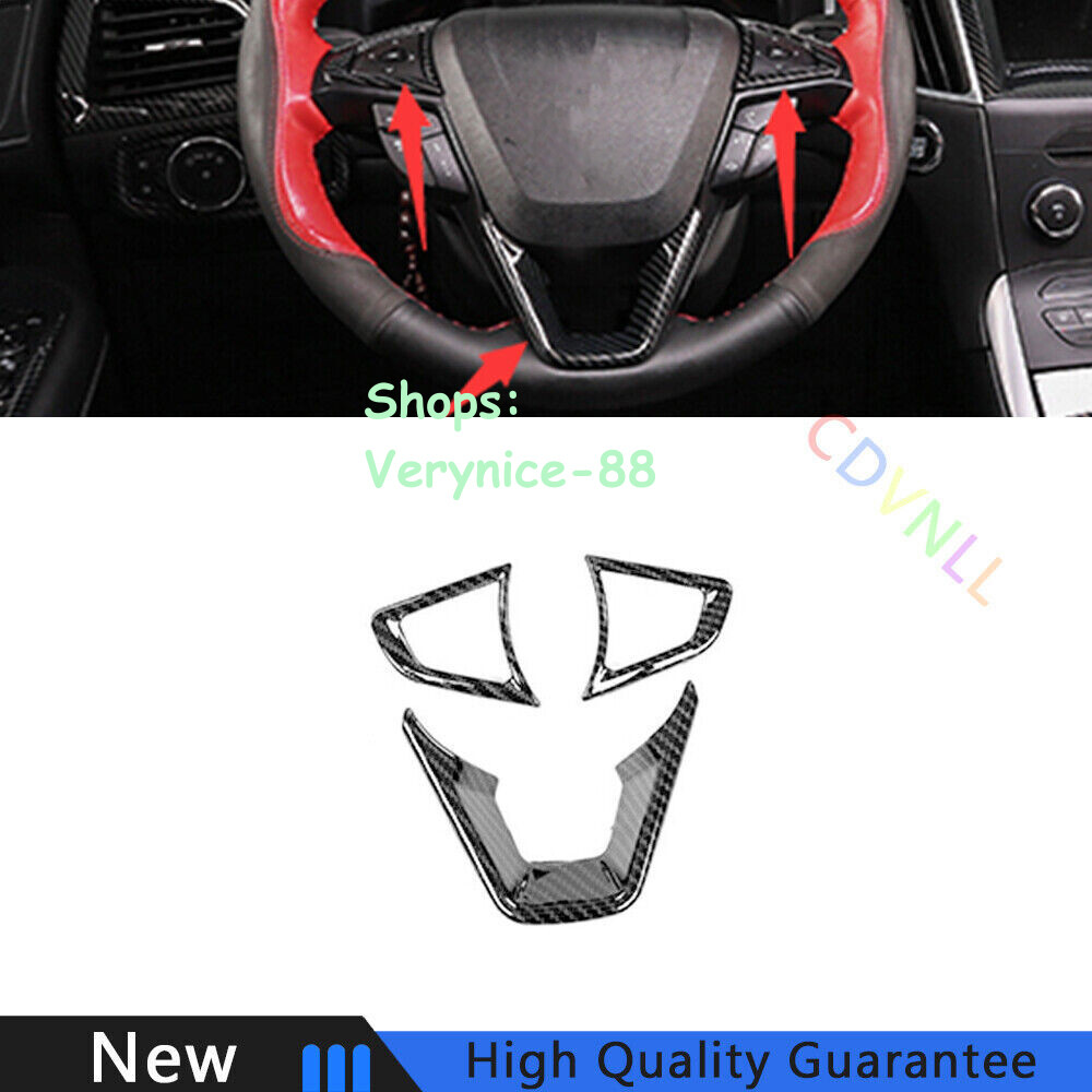 Fit For Ford Edge 2015-2020 Carbon Fiber Car Steering Wheel Decor Cover Trim 3*