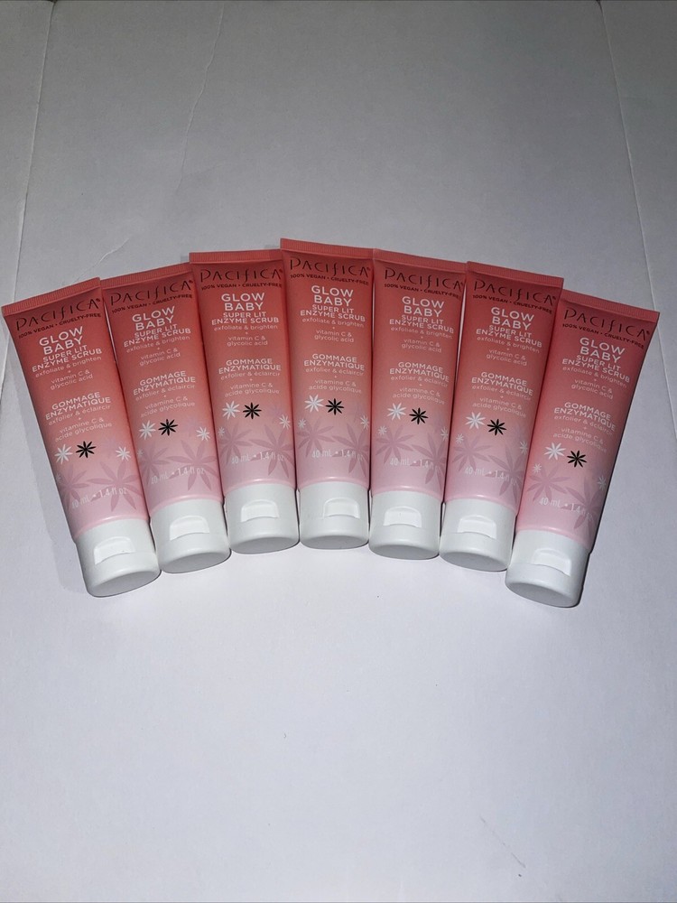 Pacifica Glow Baby Super Lit Enzyme Scrub 1.4Oz Exfoliating Face Wash Bundle of 7