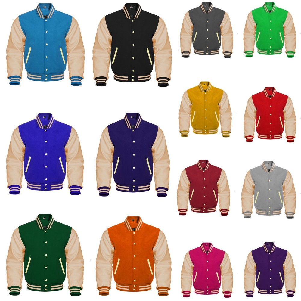 Varsity Letterman Wool & Real Cowhide Leather Sleeves High Quality Bomber Jacket