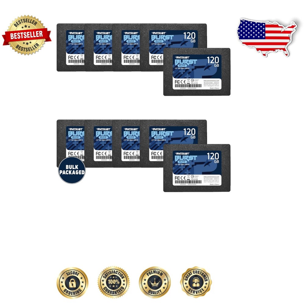 Patriot Burst Elite 120GB SATA 3 SSD 10-Pack High-Speed Reliable Storage Bundle