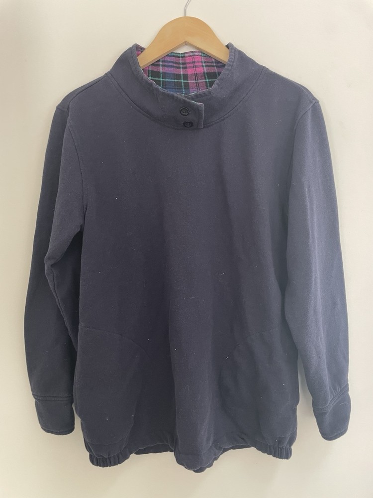 CW Classics Womens Navy Blue Fleece Mock Neck Pullover Sweatshirt Size S