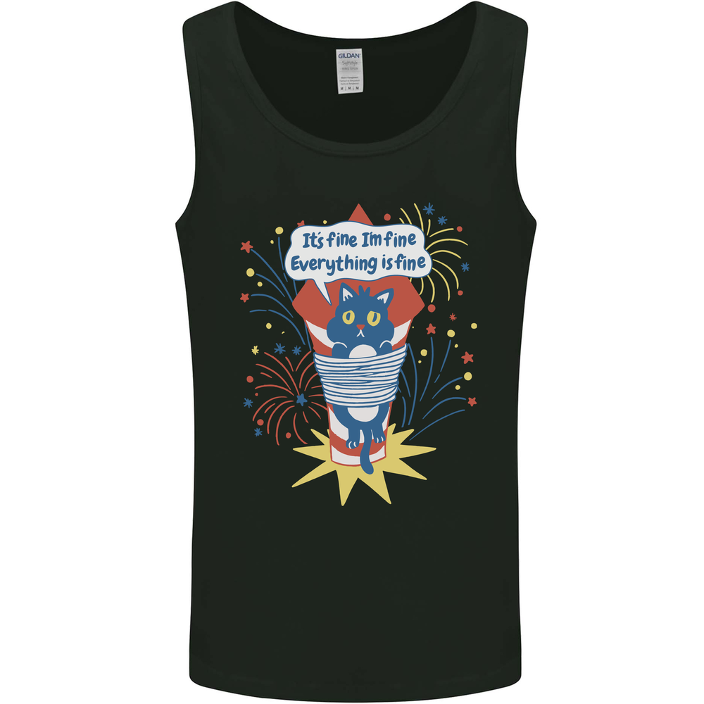 I'm Fine Funny at Fireworks Bonfire Day July 4th Mens Vest Tank Top