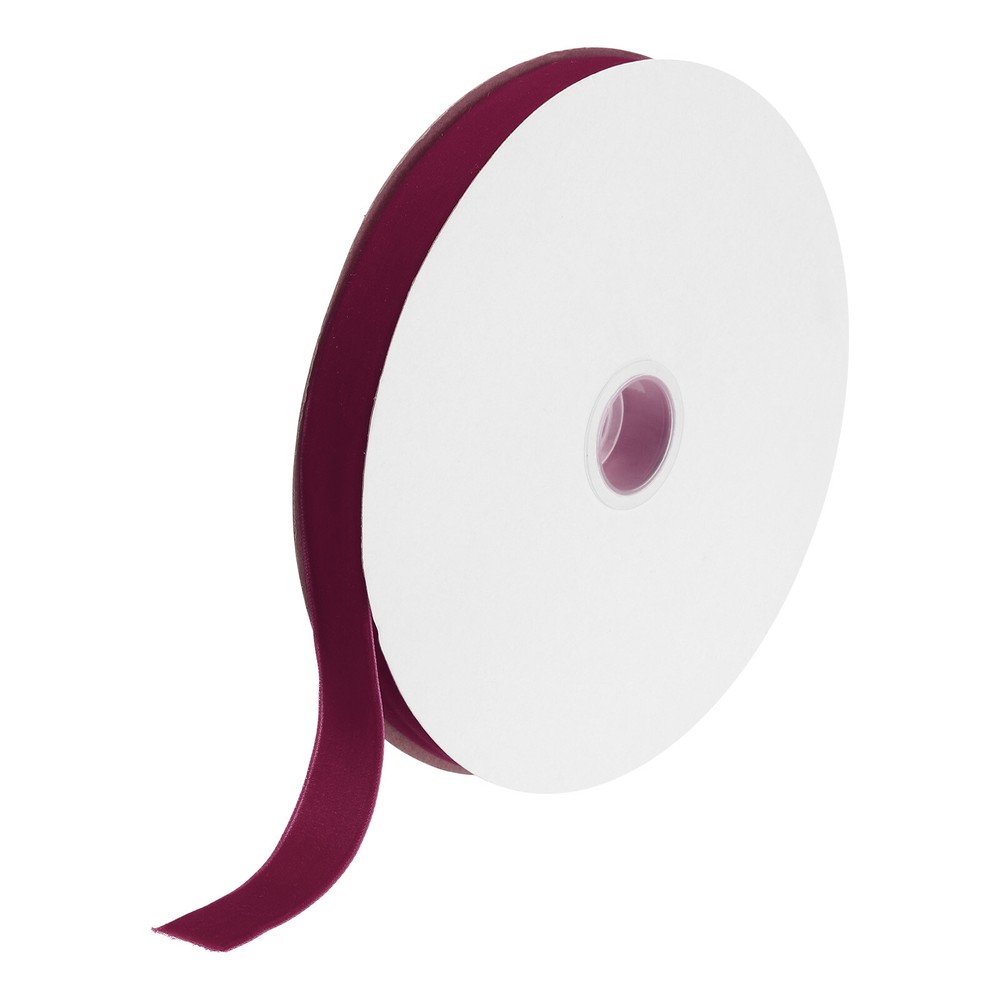 Velvet Ribbon 3/4 Inch x 25 Yard Single Face Spool Silky Fabric Deep Rose Red