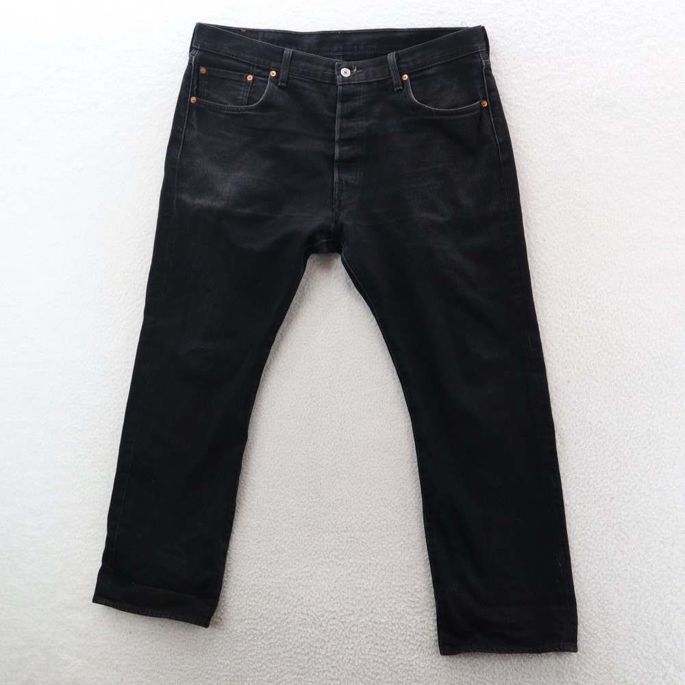Levi's Jeans Men's 38x30 Black 501 Button Fly Straight Fit Denim American Grunge